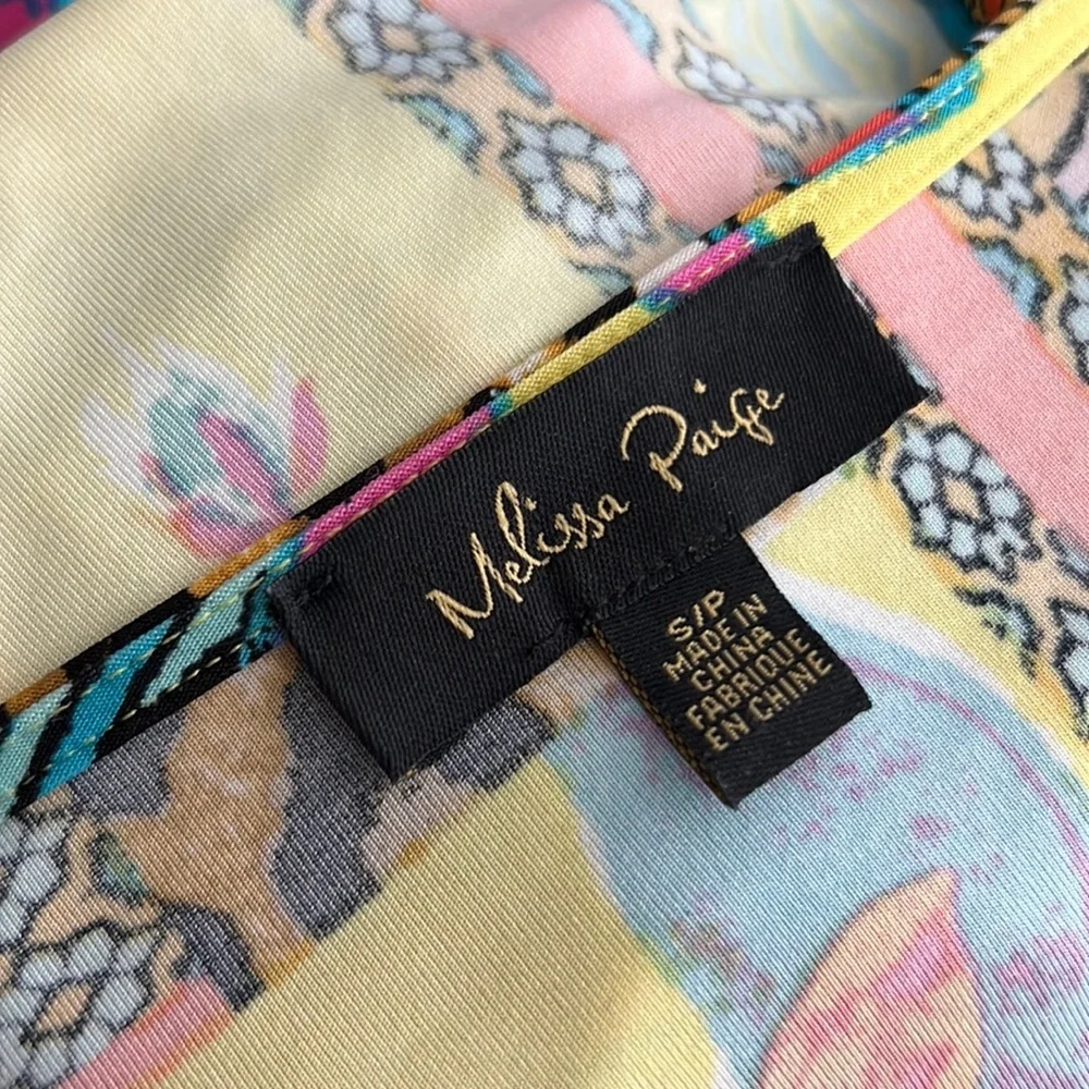 MELISSA PAGE Embellished Print Bell Sleeve Top S - Picture 2 of 8